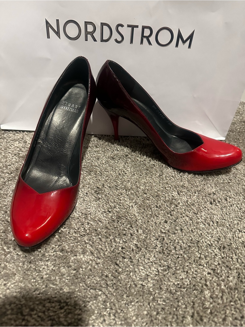 Stuart Weitzman Glossy Red Pointed Toe Stiletto Pumps